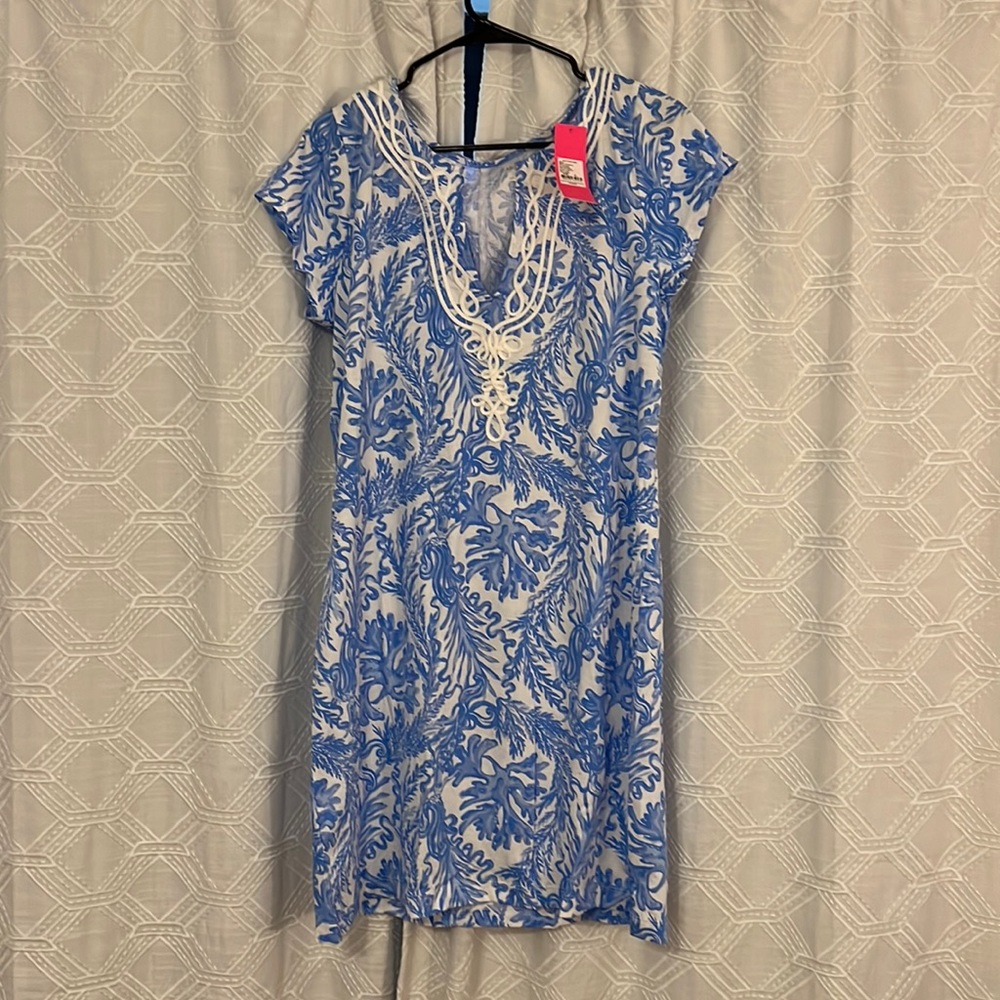 NWT Lilly Pulitzer Brewster Dress in Resort White Aqua Lounge